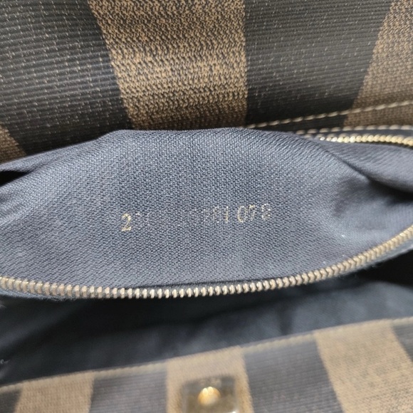 Fendi Pequin Tote Bag PVC Leather Khaki Black - Picture 8 of 9